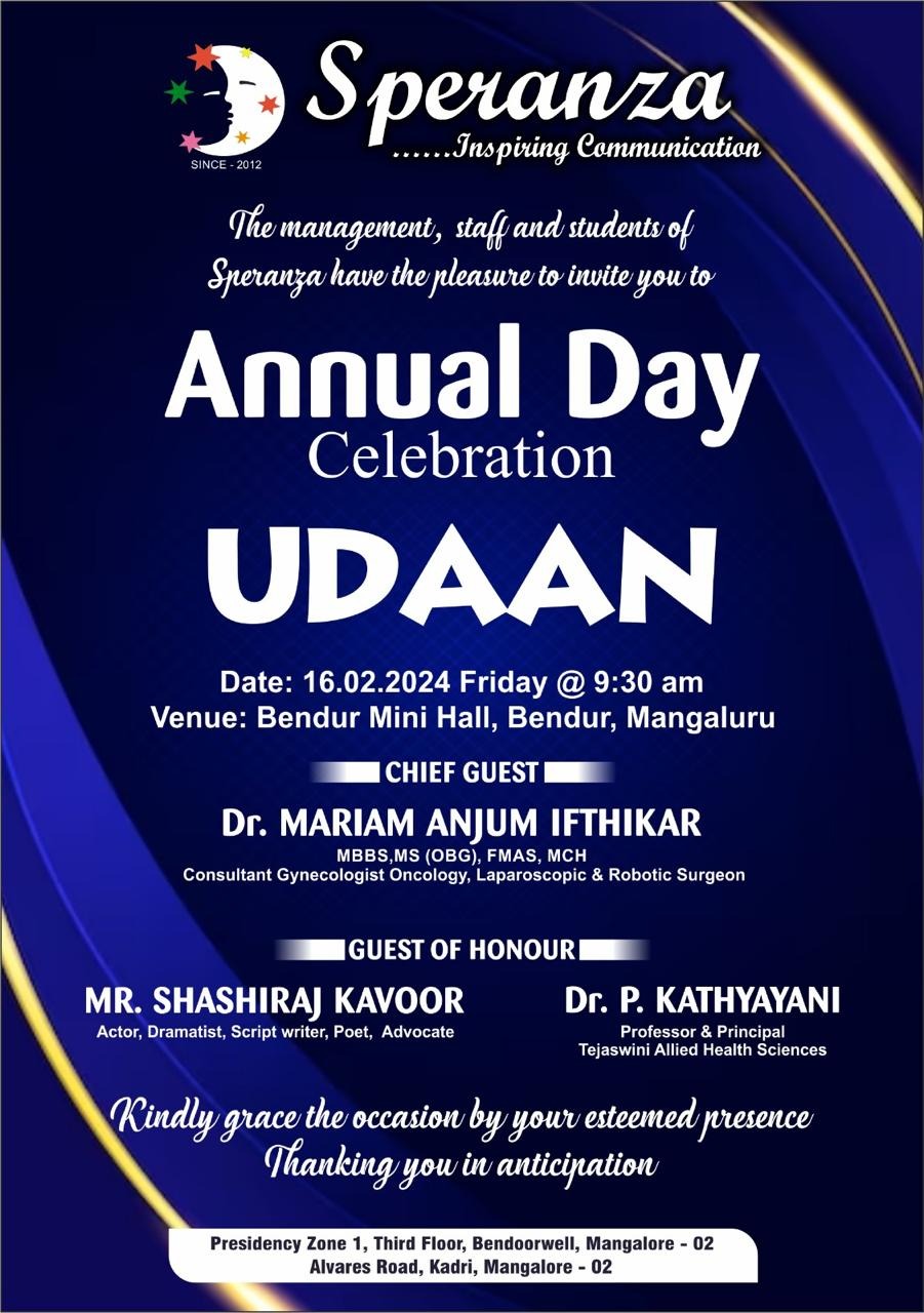 Dr. Mariam Anjum — Chief Guest — Speranza Annual Day